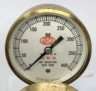 Vintage Airco Brass Nitrogen Oxygen Regulator Gauge Set 8410003 & 8410007 3