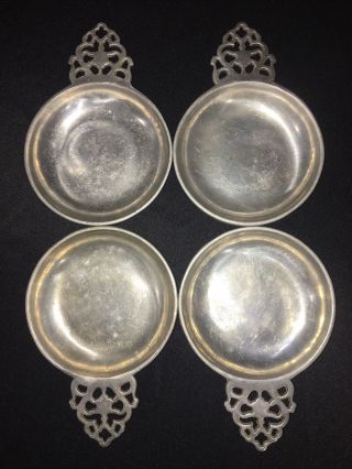 Vintage Pewter Porringer Bowls Plate Dish Set 4 Bermingham England 5507 Stamped