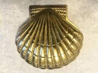 Vintage Brass Sea Shell Shaped Paperweight Or Wall Decor 3 " X 2 3/4 " Inches