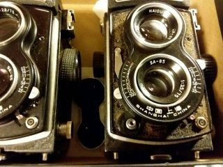Vintage Two Seagull SF 120 TLR Camera w/ Huazhong 75mm F3.  5 Lenses - Shanghai 3