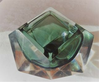 Cendrier Vintage Forme Diamant En Cristal Murano.