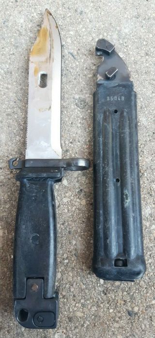 Vtg.  Yugoslavian Ak Bayonet Knife W/ Scabbard