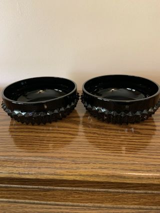 Vintage Indiana Glass Tiara Diamond Point Black Serving Bowls (6)