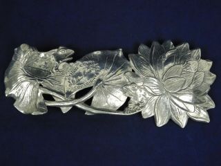 Vintage 1994 ARTHUR COURT Pewter Frog Lily Pad Tray Small 8x3.  5 