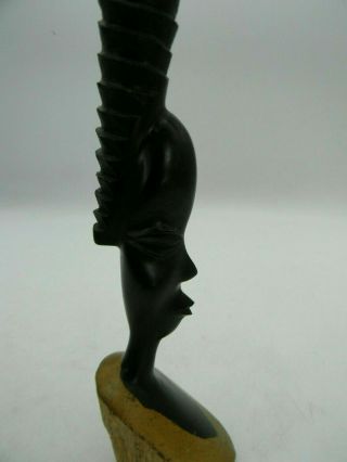 Makonde Malawi African Ebony Wood Carving Woman Bust Art Sculpture Figurine 10 "