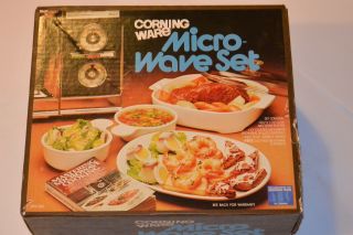 Vtg 1977 Corning Ware 5 Piece Microwave Set - Platter/casserole