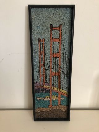 Vtg Mid Century Pebble Gravel Wall Art San Francisco Golden Gate Bridge