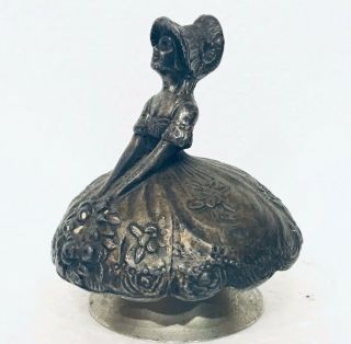 W.  B.  Mfg Co.  Weidlich Bros Silver Plate Crinoline Lady Figurine Art Deco Bell