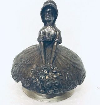 W.  B.  Mfg Co.  Weidlich Bros Silver Plate Crinoline Lady Figurine Art Deco Bell 2