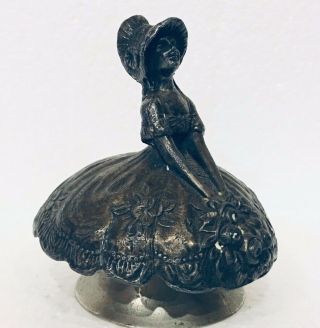W.  B.  Mfg Co.  Weidlich Bros Silver Plate Crinoline Lady Figurine Art Deco Bell 3