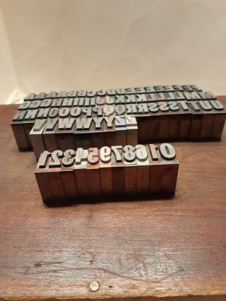 Vintage Metal Linotype Letters and Numbers.  76 Total.  Alphabet and 1 - 10 Numbers 3