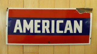 Vintage American Oil Co Porcelain Gas Pump Plate Sign -