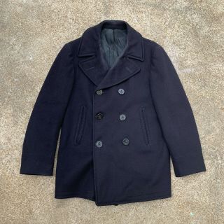 Wwii Peacoat - Vtg 1940s Usn Us Navy Blue Wool Coat,  Id’d,  Mens 40,  Medium - Large
