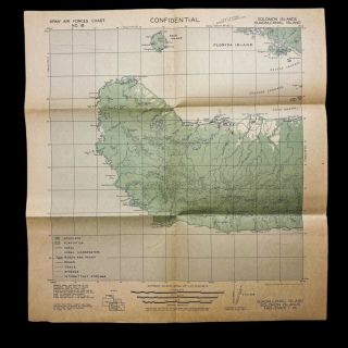 Rare Wwii 1943 Confidential Aaf Guadalcanal Map By 2nd Lt.  John H.  Blodgett