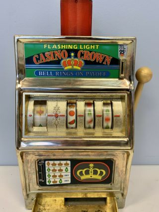 Vtg.  Casino Crown 25 Cent Slot Machine Bell Rings/lights Flash