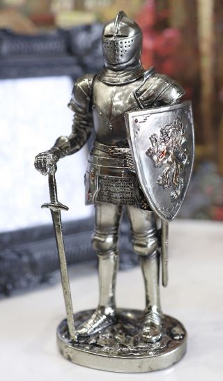 Medieval Knight Decorative Figurine Standing Statue 7 " Tall Swordman With Shield