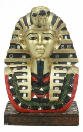 Egyptian Legend Myth King Tut Bust Pharaoh W/ Mirror Decor 6 " H Figurine Statue