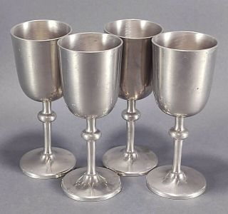 4 Vintage Old Newbury Pewter Cordial Goblet Cups