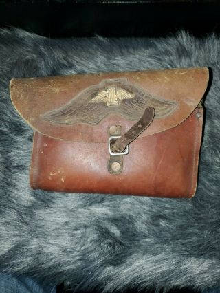 Vintage Leather Harley Davidson Tool Pouch,  Leather Saddle Bag