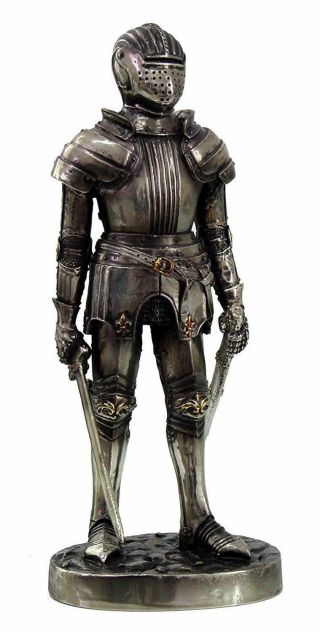 Medieval Knight Decorative Figurine Standing Statue 7.  25 " Tall Swordman Ready