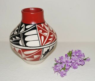 Native American Jemez Pueblo Pottery Glazed Pot Vase (signed E.  Tayofa)