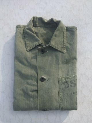 Ww2 Usmc Button 3 Pocket P41 Hbt Combat Shirt Size 40 -