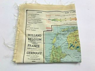1943 Wwii British Silk Escape Map C/d 2 Sided European Germany France Vintage