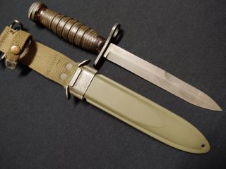 Wwii Us M Imperial Fighting Knife Bayonet & Us Bmco Scabbard