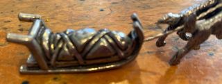 Wonderful Vintage Pewter Miniature Sled Sleigh Pulled By 6 Husky Dogs 3