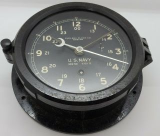 1944 Wwii U.  S.  Navy Chelsea Clock Co.  Bakelite Porthole Naval Ship Clock