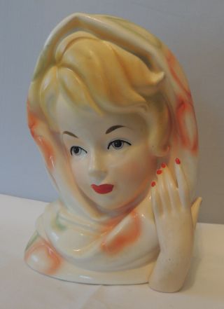 Vintage Lady Head Vase Planter Ceramic Relpo K1262
