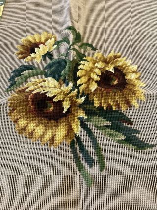 Bucilla Vintage Sunflowers Floral Preworked Needlepoint Canvas 23 By 23