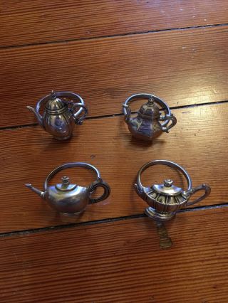 Vintage Universal Pewter Co.  Teapot Coffee Napkin Rings Set Of 4