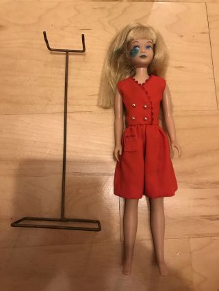 Vintage 1963 Mattel Skipper Doll Blonde Stock No.  0950 Box Metal Stand