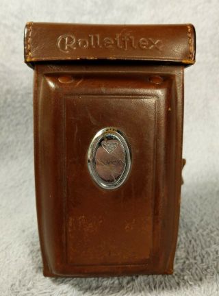 Vintage Leather Camera Case For Rolleiflex Tlr With Rear Window And Strap