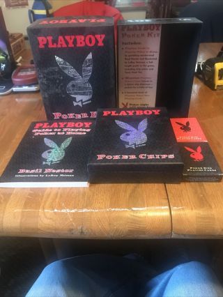 Playboy Poker Kit Boxed Set 2 Decks Cards Chips