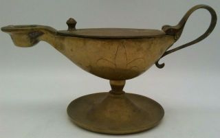 Brass Mcm Genie Oil Lamp Aladdin Incense Burner Alladin 8 " L Mid Century Modern