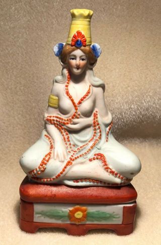 Vintage Kwan Quan Kuan Yin Buddha 1950s Japan Chinese Porcelain Incense Burner