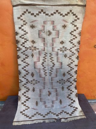 Vintage Native American Navajo Wool Rug Textile Weaving 37x67 Antique