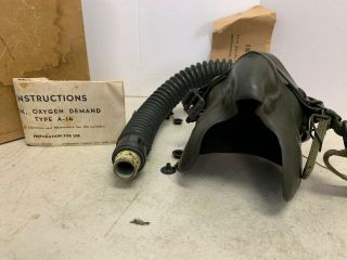 WWII USAAF Army Air Force Demand Oxygen Mask Type A - 14 Size M Hose,  Parts,  Book 2
