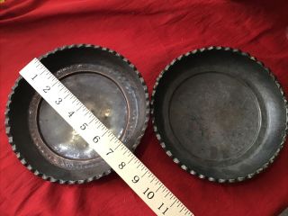 2 Vintage Hand Hammered Solid Copper Plates Scalloped Edge 7 3/4 Diameter
