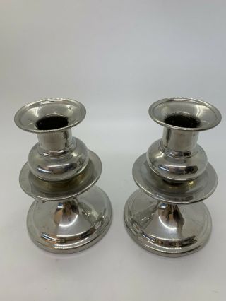 Set 2 Weighted Pewter Candle Stick Holders Made In Bolivia Pair