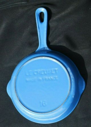 Vintage Le Creuset Enameled Cast Iron 16 Blue Skillet France