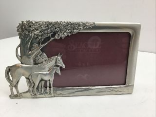 Vintage Seagull Pewter Picture Frame Horse & Pony Under A Tree 1993 4x6