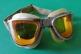 American Optical An - 6530 Flying Goggles W/amber Lenses - Navy Tan Cushions