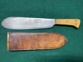 Ww2 Usmc Briddell Corpsman Bolo Knife W/ Boyt 1945 Leather Sheath Usa Wwii