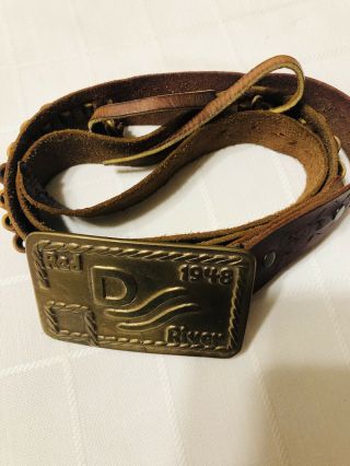 Mens Vintage Leather Hand Tooled Ammo Belt W/ Red River John Wayne Buckle