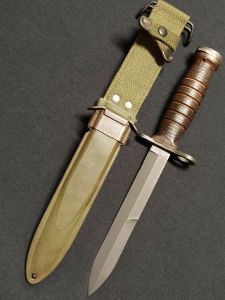 Wwii Us M Case Fighting Knife Bayonet & M8 Scabbard Ex