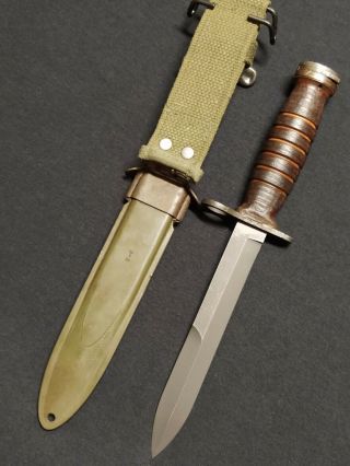 WWII US M CASE FIGHTING KNIFE BAYONET & M8 SCABBARD EX 2