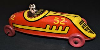 Vintage J.  Chein Windup,  Tin,  Toy Race Car